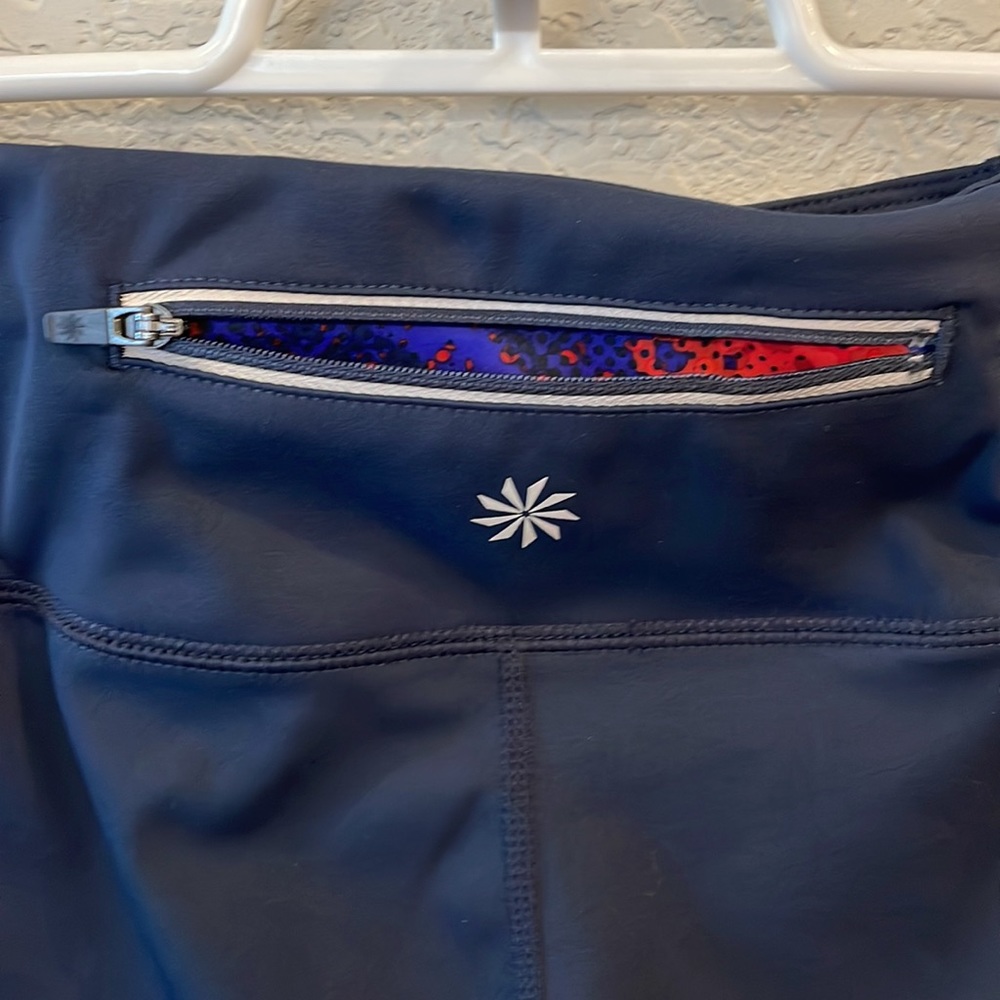 Athleta Black/Blue/Orange Patterned Leggings, Siz… - image 3